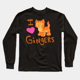 I love Gingers (Cats) (Dark text) Long Sleeve T-Shirt